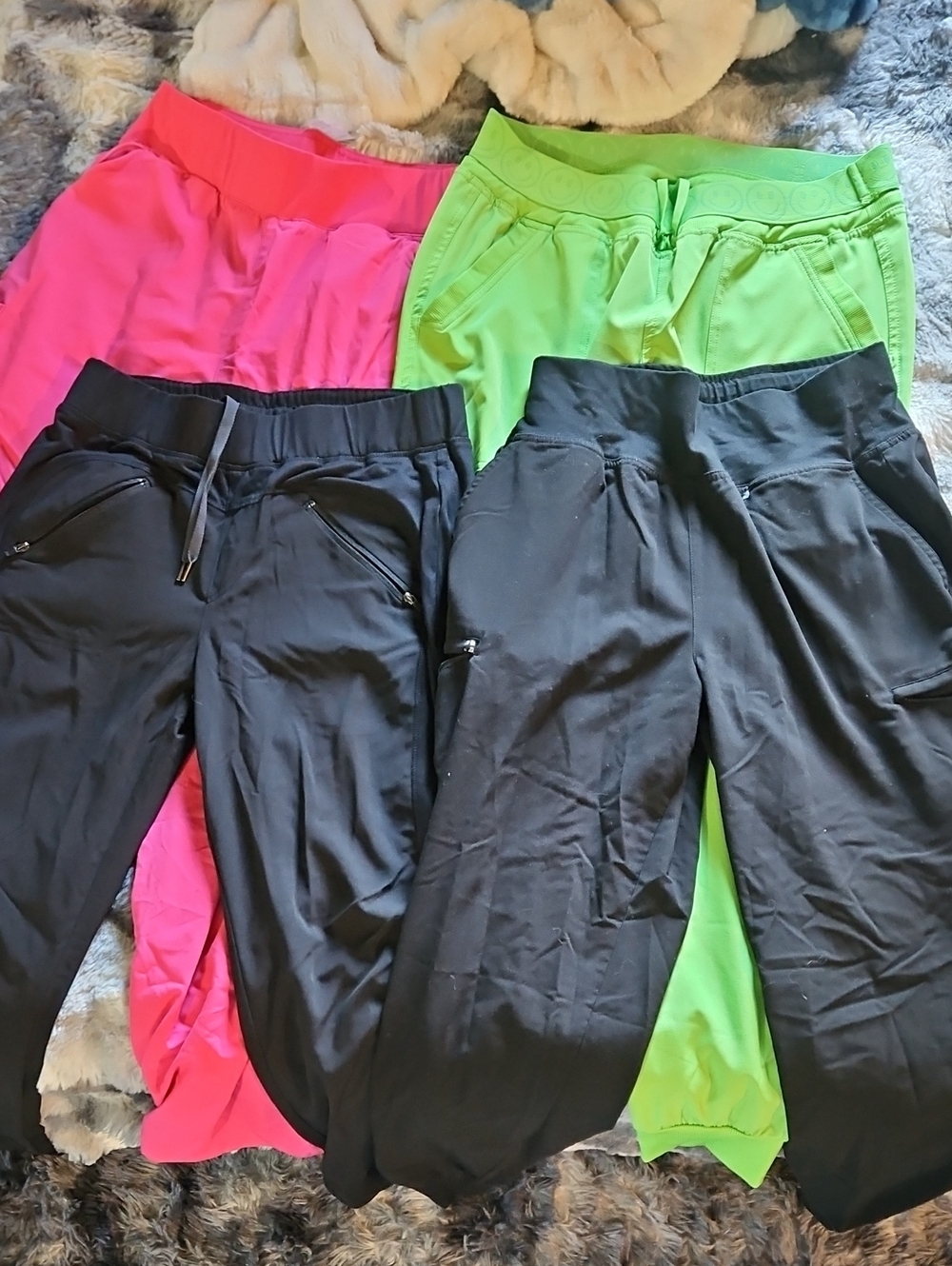 Women’s Active Scrub Pants - Black, Neon Pink & Lime